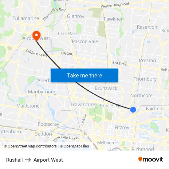 Rushall to Airport West map