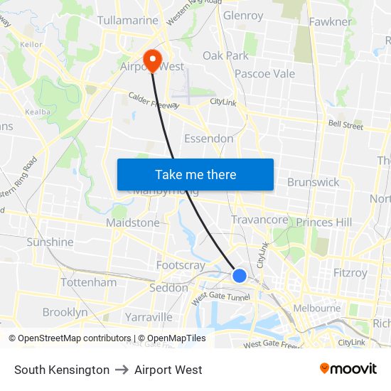 South Kensington to Airport West map