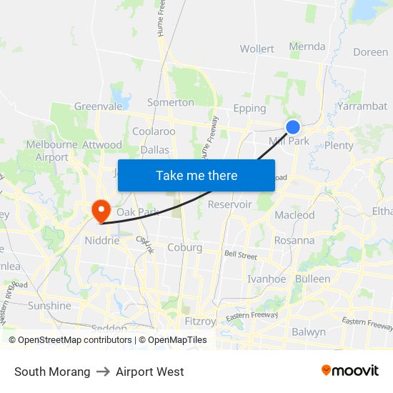 South Morang to Airport West map