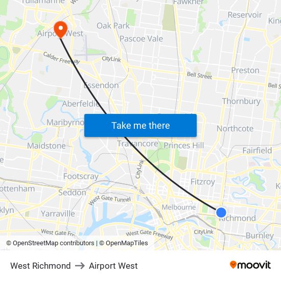 West Richmond to Airport West map