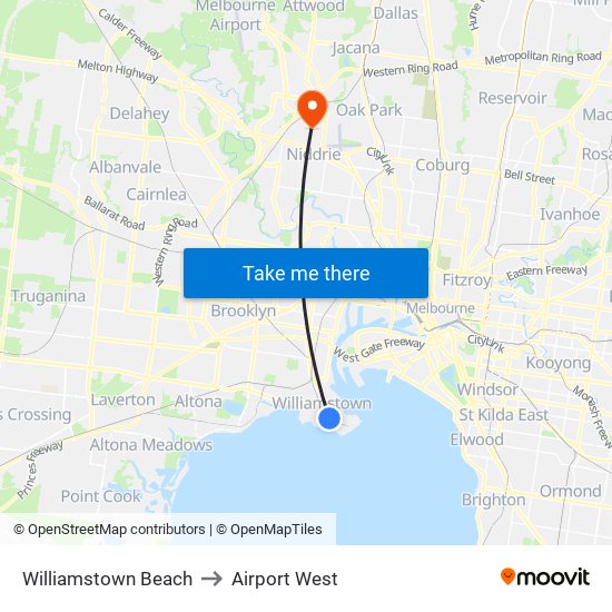 Williamstown Beach to Airport West map