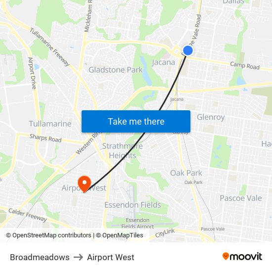 Broadmeadows to Airport West map