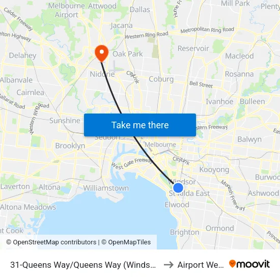 Queens Way/Queens Way #31 to Airport West map