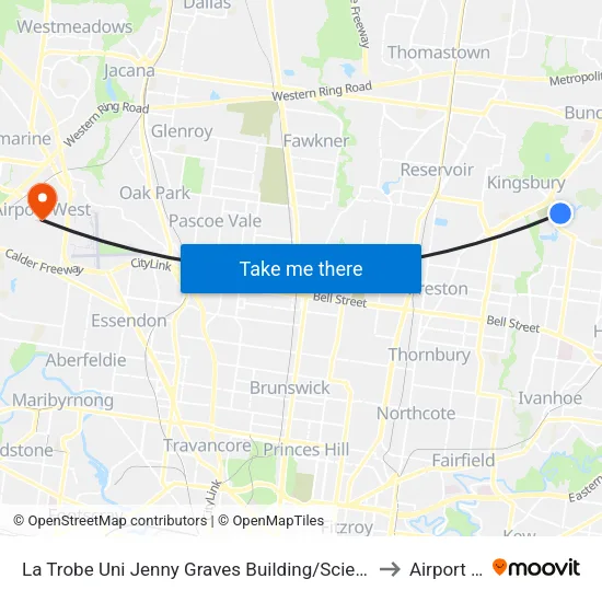 La Trobe Uni Jenny Graves Building/Science Dr to Airport West map