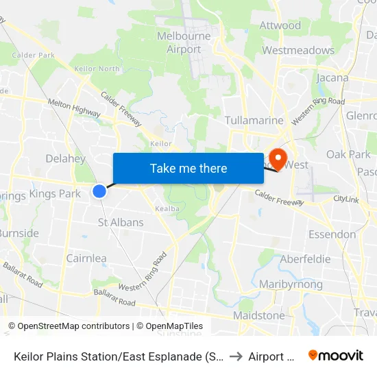 Keilor Plains Station/East Esplanade to Airport West map