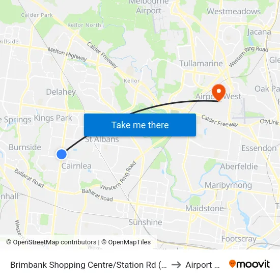 Brimbank Shopping Centre/Station Rd to Airport West map