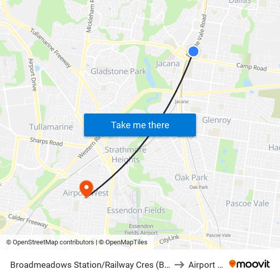 Broadmeadows Station/Railway Cres (Broadmeadows) to Airport West map