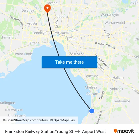 Frankston Railway Station/Young St to Airport West map