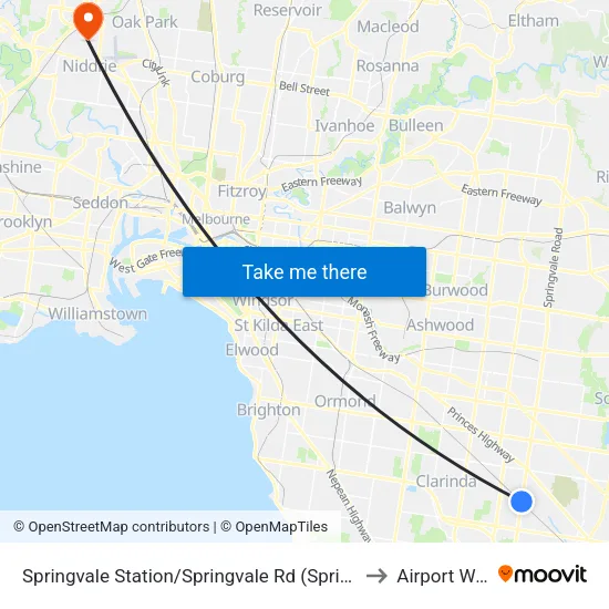 Springvale Station/Springvale Rd to Airport West map