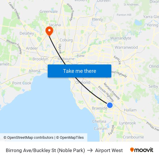 Birrong Ave/Buckley St (Noble Park) to Airport West map