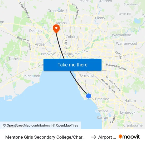 Mentone Girls Secondary College/Charman Rd to Airport West map