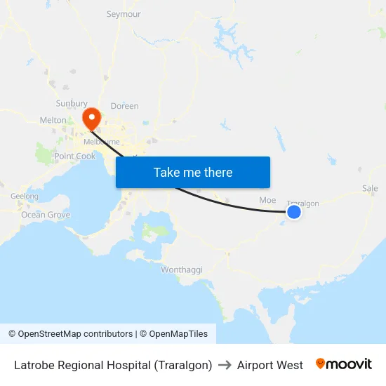 Latrobe Regional Hospital to Airport West map