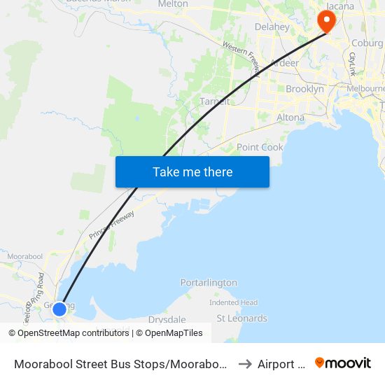 Moorabool Street Bus Stops/Moorabool St (Geelong) to Airport West map