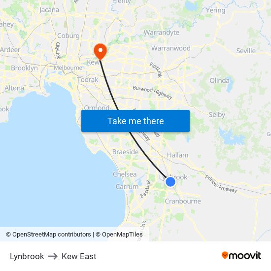 Lynbrook to Kew East map