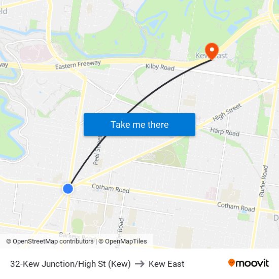 32-Kew Junction/High St (Kew) to Kew East map