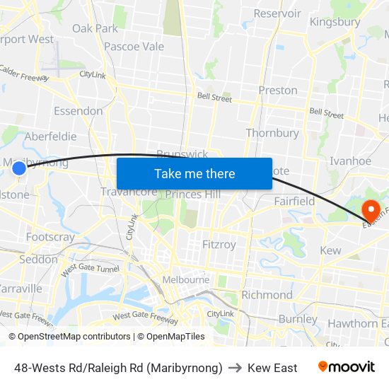 48-Wests Rd/Raleigh Rd (Maribyrnong) to Kew East map