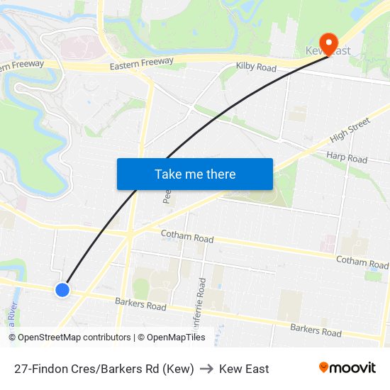 27-Findon Cres/Barkers Rd (Kew) to Kew East map