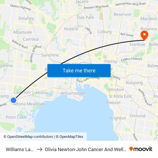 Williams Landing to Olivia Newton-John Cancer And Wellness Centre map