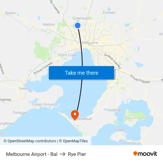 Melbourne Airport - Bal to Rye Pier map