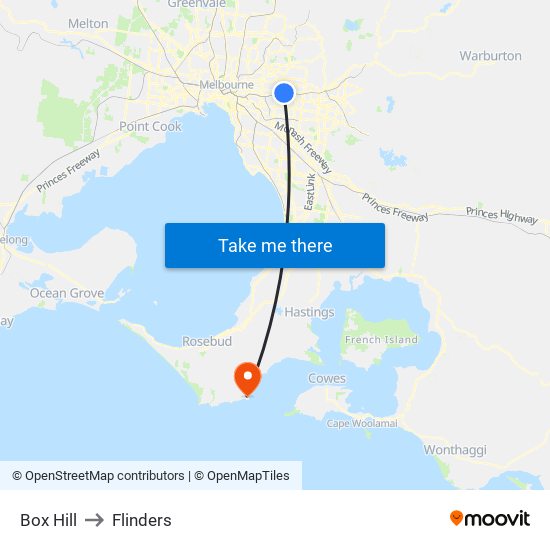 Box Hill to Flinders map