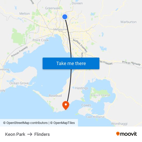 Keon Park to Flinders map