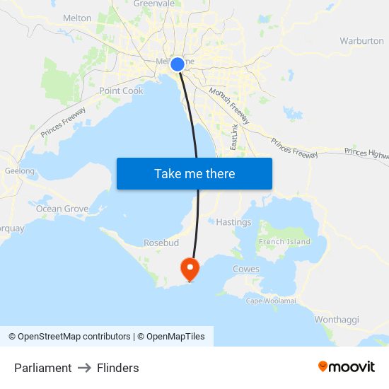 Parliament to Flinders map