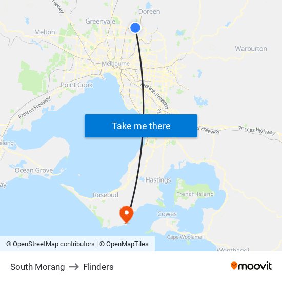 South Morang to Flinders map