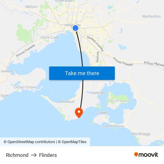 Richmond to Flinders map