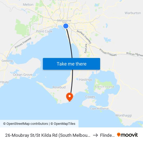 26-Moubray St/St Kilda Rd (South Melbourne) to Flinders map