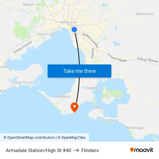 Armadale Station/High St #40 to Flinders map