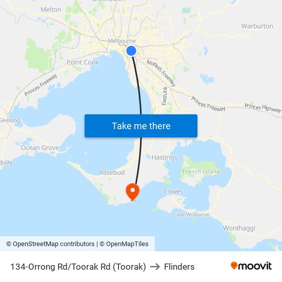 134-Orrong Rd/Toorak Rd (Toorak) to Flinders map