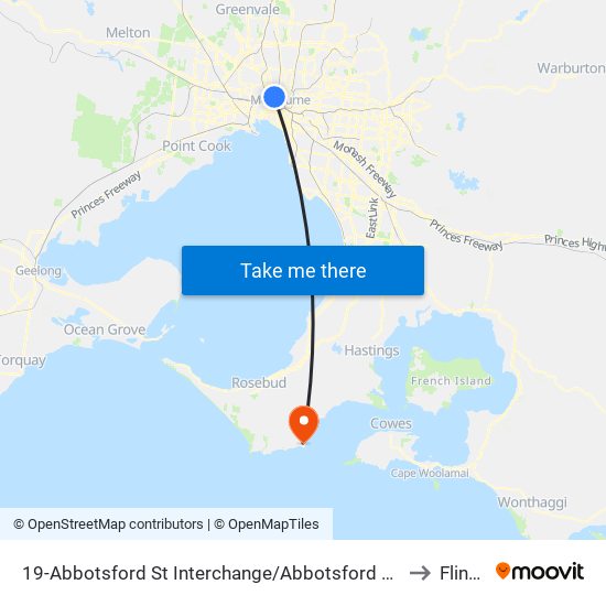 19-Abbotsford St Interchange/Abbotsford St (North Melbourne) to Flinders map