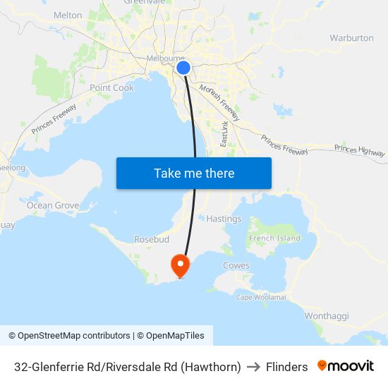 32-Glenferrie Rd/Riversdale Rd (Hawthorn) to Flinders map