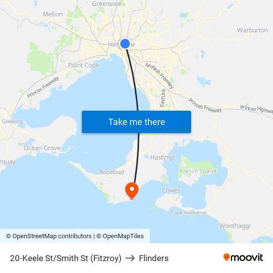 20-Keele St/Smith St (Fitzroy) to Flinders map