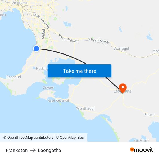 Frankston to Leongatha map