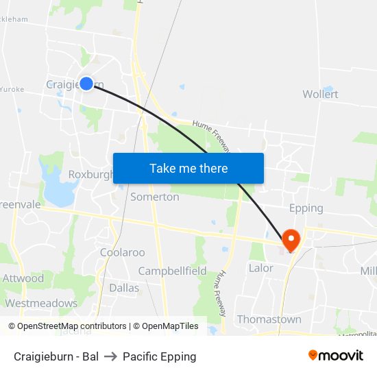 Craigieburn - Bal to Pacific Epping map