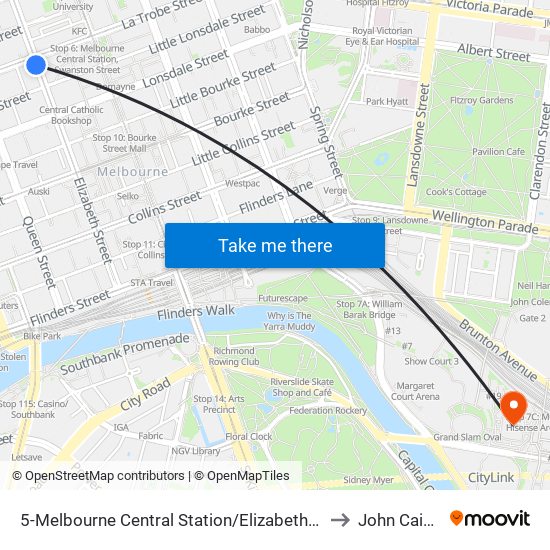 5-Melbourne Central Station/Elizabeth St (Melbourne City) to John Cain Arena map