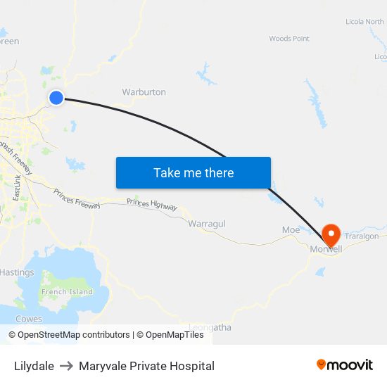 Lilydale to Maryvale Private Hospital map