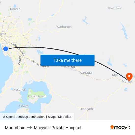Moorabbin to Maryvale Private Hospital map