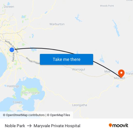 Noble Park to Maryvale Private Hospital map