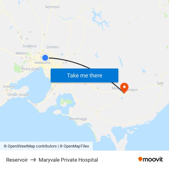 Reservoir to Maryvale Private Hospital map