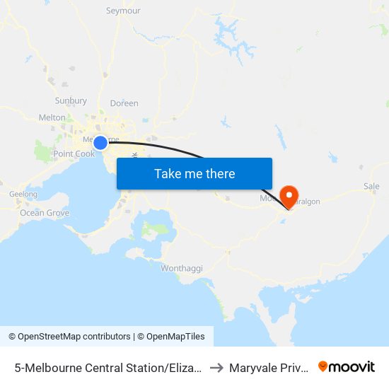 5-Melbourne Central Station/Elizabeth St (Melbourne City) to Maryvale Private Hospital map