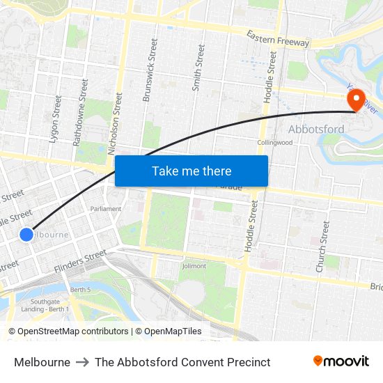 Melbourne to The Abbotsford Convent Precinct map