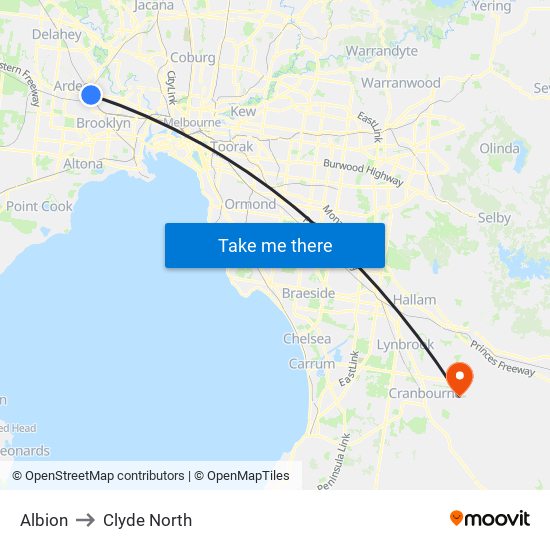 Albion to Clyde North map