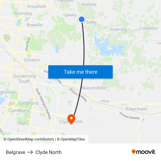 Belgrave to Clyde North map