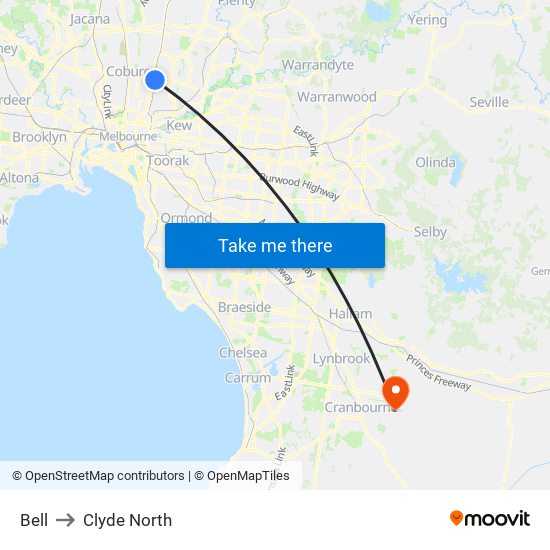 Bell to Clyde North map