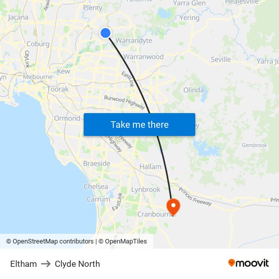 Eltham to Clyde North map