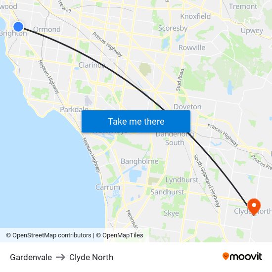 Gardenvale to Clyde North map