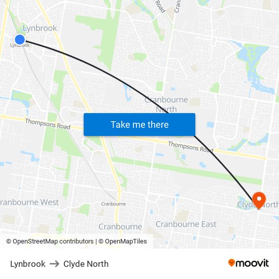 Lynbrook to Clyde North map