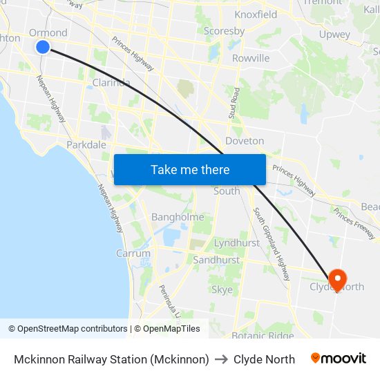 Mckinnon Railway Station (Mckinnon) to Clyde North map